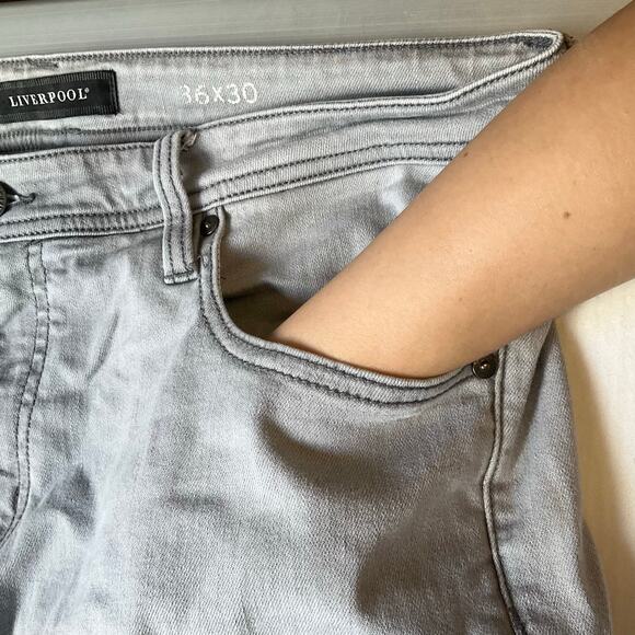 Liverpool Men Slim Jeans Size 36x30 Gray Mid Rise Modern Straight - Picture 7 of 11